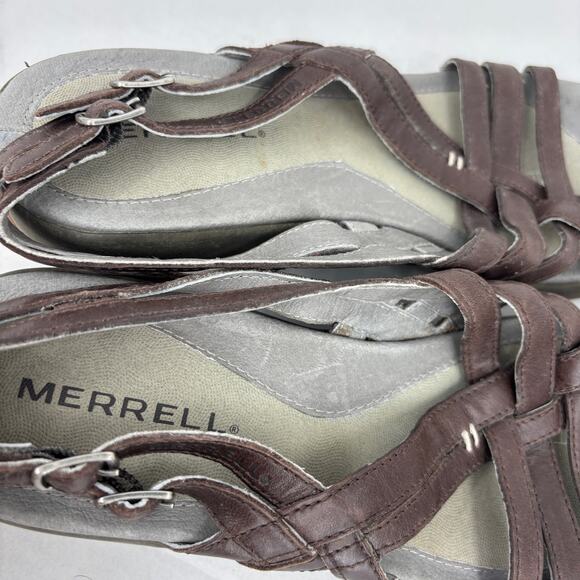 Merrell Sandals Womens Size 10 Brown Leather Sundial Braid Strappy Slingback - Picture 7 of 10